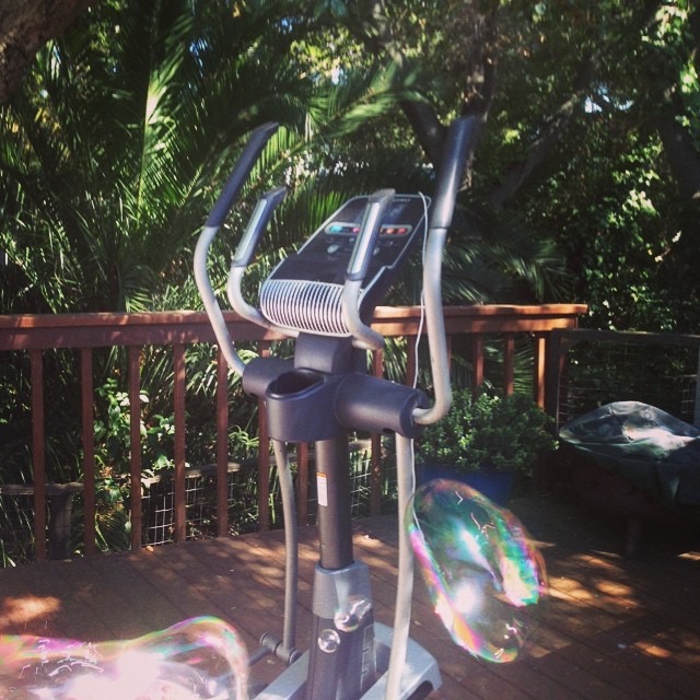 image of giant bubbles in front of an elliptical