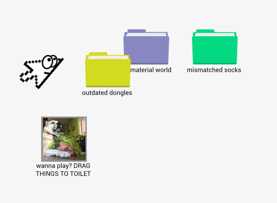 Screenshot of folders and a large mouse